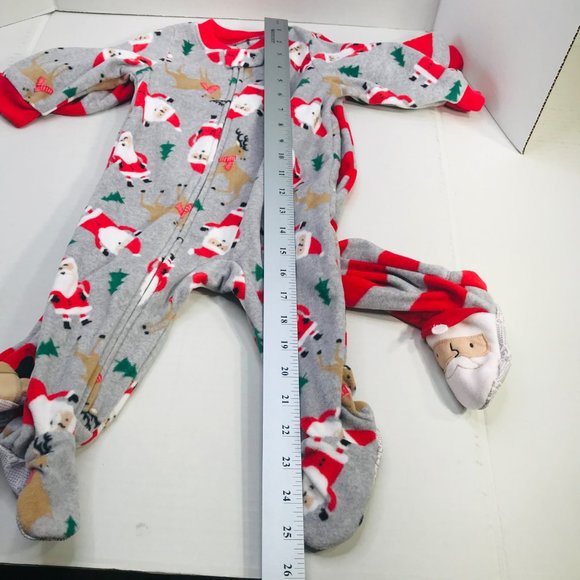 2 Pack Just One You Made By Carter's Baby Size 9 Month Santa Footed Pajama New - Picture 15 of 16